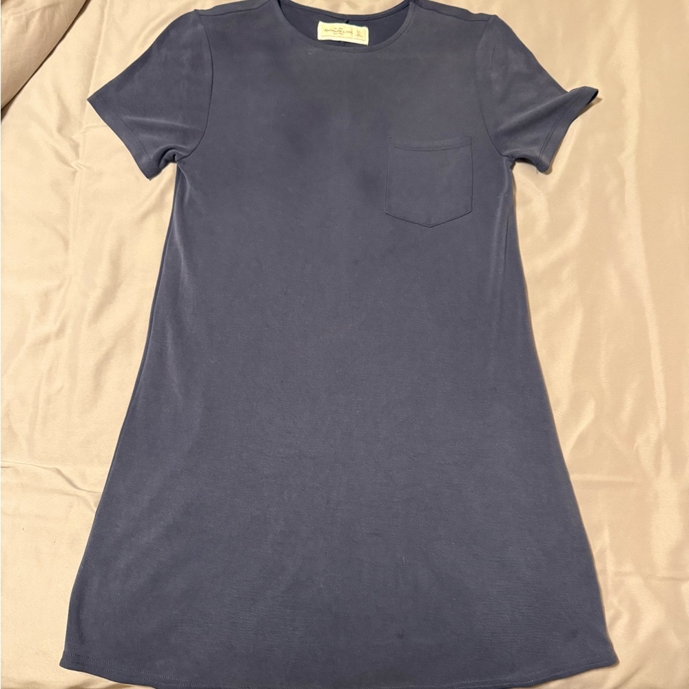 Abercrombie & Fitch Casual Navy Suede T-Shirt Dress
